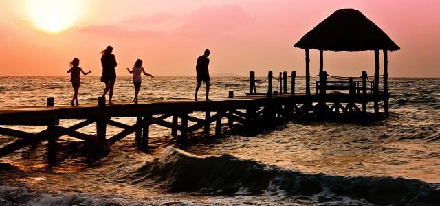 Family on Beach Dock